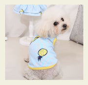 ペット服 ワンピース ベスト 犬 猫 パイナップル柄 キャミワンピ タンクトップ ノースリーブ ドッグウエア キャットウエア 袖なし 春夏 お散歩 お出掛け ペアルック ストライプ 汚れ防止 抜け毛対策 かわいい わんこ にゃんこ ペット用品 ペットグッズ