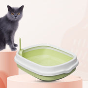 猫用トイレ スコップ付き シャベル付き S ネコトイレ キャットトイレ トイレ容器 猫砂入れ 猫 ネコ ねこ オープンタイプ ペット用品 猫用品 飛散防止 飛び散り防止 四角形 スクエア 便利 シンプル 普段使い