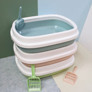 猫用トイレ スコップ付き シャベル付き S ネコトイレ キャットトイレ トイレ容器 猫砂入れ 猫 ネコ ねこ オープンタイプ ペット用品 猫用品 飛散防止 飛び散り防止 四角形 スクエア 便利 シンプル 普段使い