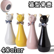 猫型骨壺 ペット用骨壺 ペット供養用 ペット用仏具 陶器メモリアルポット 骨壺 遺骨入れ メモリアルポット ペット供養 遺骨壺 550ml ネコ 猫 おしゃれ シンプル リボン かわいい 遺品入れ