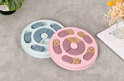 犬用おもちゃ おやつトイ トーイ 知育玩具 オモチャ ペット用品 猫用 パズル 丸形 六角形 肉球 プレート フード入れ おやつ入れ 食器 滑り止め付き 早食い対策 ペットグッズ いぬグッズ イヌ 遊ぶ 食べる かわいい 楽しい ブルー 青 ピンク グリーン 緑