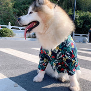 ペットウェア アロハシャツ風 ドッグウェア シャツ 袖付き 犬の服 犬 犬服 長袖 前ボタン 花柄 アロハ風 中型犬 大型犬 洋服 ペット用品 ペットグッズ カジュアル