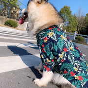 ペットウェア アロハシャツ風 ドッグウェア シャツ 袖付き 犬の服 犬 犬服 長袖 前ボタン 花柄 アロハ風 中型犬 大型犬 洋服 ペット用品 ペットグッズ カジュアル