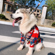ペットウェア アロハシャツ風 ドッグウェア シャツ 袖付き 犬の服 犬 犬服 長袖 前ボタン 花柄 アロハ風 中型犬 大型犬 洋服 ペット用品 ペットグッズ カジュアル