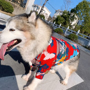 ペットウェア アロハシャツ風 ドッグウェア シャツ 袖付き 犬の服 犬 犬服 長袖 前ボタン 花柄 アロハ風 中型犬 大型犬 洋服 ペット用品 ペットグッズ カジュアル