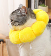エリザベスカラー 猫 犬 ペット用品 術後ウェア 軽量 柔らかい ソフト 布製 かわいい ひまわり 傷口保護 怪我 傷舐め防止