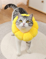 エリザベスカラー 猫 犬 ペット用品 術後ウェア 軽量 柔らかい ソフト 布製 かわいい ひまわり 傷口保護 怪我 傷舐め防止