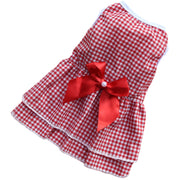 ドッグウェア ペットウェア ワンピース ドレス 犬の服 犬服 猫の服 キャットウェア 洋服 ペット用品 小型犬  ノースリーブ 袖なし リボン ギンガムチェック柄 ストライプ お散歩 お出かけ おしゃれ かわいい いぬ 猫 ねこ