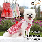 ドッグウェア ペットウェア ワンピース ドレス 犬の服 犬服 猫の服 キャットウェア 洋服 ペット用品 小型犬  ノースリーブ 袖なし リボン ギンガムチェック柄 ストライプ お散歩 お出かけ おしゃれ かわいい いぬ 猫 ねこ