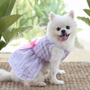 ドッグウェア ペットウェア ワンピース ドレス 犬の服 犬服 猫の服 キャットウェア 洋服 ペット用品 小型犬  ノースリーブ 袖なし リボン ギンガムチェック柄 ストライプ お散歩 お出かけ おしゃれ かわいい いぬ 猫 ねこ