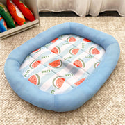 ペットカドラー ペット用 ベッド 犬 猫 メッシュ 防水 ドッグ用品 キャットグッズ 寝床 春夏 通気性 フルーツ柄 クッション ペットインテリア 寝具 スクエア 四角 イチゴ スイカ アボカド グリーン ピンク イエロー ブルー