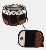 ペット用サークル メッシュサークル 犬用 猫用 折りたたみ式 91×91×58cm 持ち運び アウトドア 室内 室外 ペットテント ファスナー オックスフォード生地 ペット用品 八角形 肉球 ペットサークル ペットグッズ 通気性 仕切り コンパクト 野外 折り畳み 便利 ドッグ キャット 灰 ピンク 茶 黄 青 赤