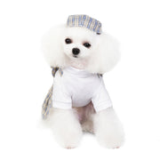 ドッグウェア ワンピース 犬 イヌ 犬服 帽子 2点セット ペットウェア 半袖 袖あり フェイクレイヤード 重ね着風 チェック 格子柄 お散歩 お出かけ かわいい ガーリー おしゃれ 小型犬用 わんちゃん