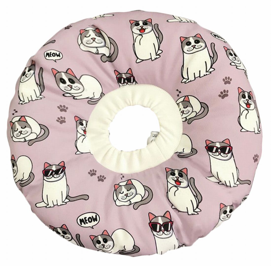 エリザベスカラー 猫用 猫用品 猫グッズ 犬用 犬用品 パープル×猫 バリエーション画像
