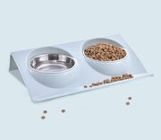 ペット用食器 フードボウル Sサイズ ダブルボウル 猫用 犬用 ペット用品 お食事グッズ お皿 えさ入れ トレイ付き 台付き イヌ ネコ 水飲み かわいい 便利