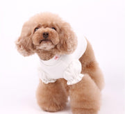 カットソー ペットウェア イヌ 犬 ドッグ 小型犬 中型犬 ペット用品 トップス 桜 花 フラワー 刺繍 袖フリル ギャザー 無地 単色 かわいい キュート おしゃれ お出かけ お散歩 白 ピンク