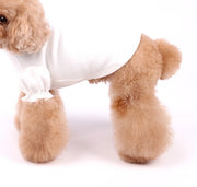カットソー ペットウェア イヌ 犬 ドッグ 小型犬 中型犬 ペット用品 トップス 桜 花 フラワー 刺繍 袖フリル ギャザー 無地 単色 かわいい キュート おしゃれ お出かけ お散歩 白 ピンク