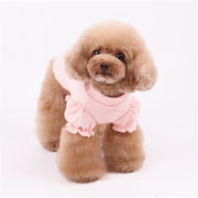 カットソー ペットウェア イヌ 犬 ドッグ 小型犬 中型犬 ペット用品 トップス 桜 花 フラワー 刺繍 袖フリル ギャザー 無地 単色 かわいい キュート おしゃれ お出かけ お散歩 白 ピンク