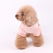 カットソー ペットウェア イヌ 犬 ドッグ 小型犬 中型犬 ペット用品 トップス 桜 花 フラワー 刺繍 袖フリル ギャザー 無地 単色 かわいい キュート おしゃれ お出かけ お散歩 白 ピンク