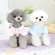 ドッグウェア 犬服 シャツ ブラウス 半袖 猫 ペット用品 トップス 洋服 上着 前開き 丸襟 花柄刺繍 肩フリル 可愛い 春夏
