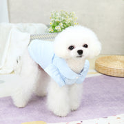 ドッグウェア 犬服 シャツ ブラウス 半袖 猫 ペット用品 トップス 洋服 上着 前開き 丸襟 花柄刺繍 肩フリル 可愛い 春夏