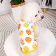 ペットウェア ドッグウェア 犬服 猫服 小型犬 中型犬 パピー タンクトップ ノースリーブ 薄手 通気性 春 夏 袖なし イヌ ネコ お散歩 お出かけ 抜け毛対策 かわいい フラワー 花柄 レモン スイカ フルーツ柄 プリント