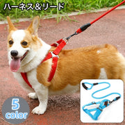 ハーネス リード 2点セット ペット用品 犬用 ドッグ リーシュ 胴輪 散歩紐 牽引紐 シンプル おしゃれ お出かけ お散歩 イヌ いぬ
