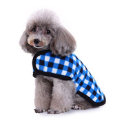 ドッグウェア ペット用 犬服 コート ポンチョ 裏起毛 フリース かわいい おしゃれ あったか 暖かい 防寒 お出かけ お散歩 小型犬 中型犬 猫用 キャット チェック ボーダー レッド ブルー ピンク