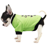 ペット用トレーナー ペット用トップス 小型犬 中型犬 猫 ネコ ペットウェア 犬服 ドッグウェア ペット用品 ペットグッズ 半袖 丸首 ラウンドネック プルオーバー フリース バックプリント 英文 英語 グリーン カジュアル ポップ クール かっこいい 秋 冬