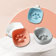 フードボウル ウォーターボウル 犬 猫 小型犬 早食い防止 給餌 給水 食器 凹凸 デコボコ 2タイプ ケージ取付け スクエア 四角 ドッグ用品 キャット用品 ペットグッズ ピンク ブルー グレー 肉球