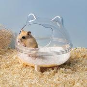 小動物用トイレ ハムスタートイレ ペットハウス バスタブ お風呂 バスルーム ペット用品 透明 クリア おしゃれ かわいい 砂浴び 砂遊び サンドバス カバー付き 飛び散り防止 ペット用品