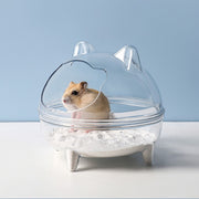 小動物用トイレ ハムスタートイレ ペットハウス バスタブ お風呂 バスルーム ペット用品 透明 クリア おしゃれ かわいい 砂浴び 砂遊び サンドバス カバー付き 飛び散り防止 ペット用品