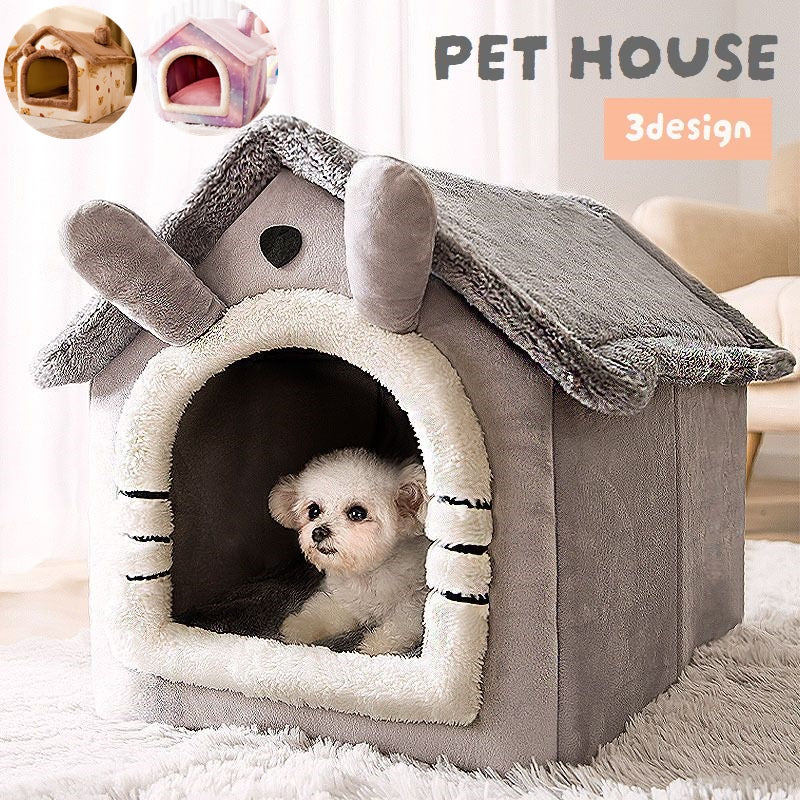 ペットハウス ドッグハウス キャットハウス 犬小屋 室内用 犬用 猫用 小型犬 中型犬 フリース ふわふわ もこもこ 暖かい かわいい 折りたたみ 寝床 いぬ ねこ イヌ ネコ ペット用品