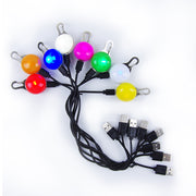 ペット用アクセサリー 首輪アクセサリー LEDライト チャーム 光る 充電式 カラビナ フック 犬 ドッグ ペット用品 散歩 アウトドア 夜間 早朝 夕方 セーフティーライト やらわかい 丸型 ブルー 青 レッド 赤 グリーン 緑 ピンク イエロー オレンジ ホワイト 白 レインボー カラバリ豊富 リチウム