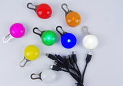 ペット用アクセサリー 首輪アクセサリー LEDライト チャーム 光る 充電式 カラビナ フック 犬 ドッグ ペット用品 散歩 アウトドア 夜間 早朝 夕方 セーフティーライト やらわかい 丸型 ブルー 青 レッド 赤 グリーン 緑 ピンク イエロー オレンジ ホワイト 白 レインボー カラバリ豊富 リチウム