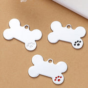 ペット用迷子札 名札 ネームタグ ドッグタグ キャットタグ ネームチャーム 犬 猫 ペットグッズ 首輪アクセサリー 軽量 骨型 ホネ型 迷子防止 シルバーカラー かわいい