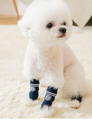 レッグウォーマー 4枚セット 1足分 ペット用品 イヌ 小型犬 中型犬 かわいい おしゃれ ドット 水玉 アニマル アルファベット 靴下 ソックス くつした 関節保護 レッグカバー