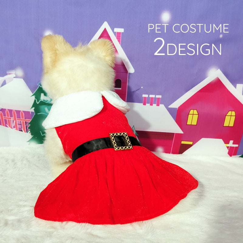コスチューム ペットウェア ワンピース コスプレ サンタクロース クリスマス サンタ服 衣装 仮装 ペット用 ペット服 ドッグウェア 犬服 小型犬 中型犬