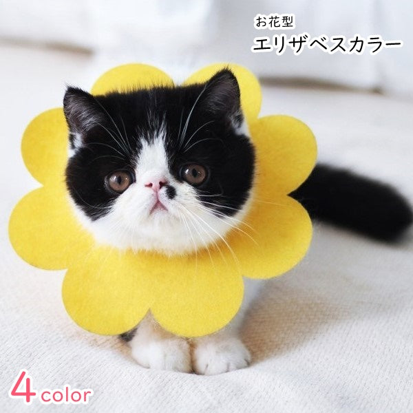エリザベスカラー 猫 ネコ 小型犬 イヌ 小動物用 ペット用品 ペットグッズ 水洗い可能 毛づくろい防止 舐め防止 カット可能 裁断可能 お花 フラワー 無地 ピンク イエロー ピンク 可愛い キュート ポップ おしゃれ コスプレ小物 仮装