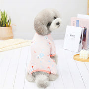 ドッグウェア パジャマ カバーオール つなぎ 犬服 猫服 ペット用品 小型犬 袖あり プルオーバー フルーツ柄 果物 カメ カニ プリント おしゃれ かわいい カジュアル デイリー 総柄 イヌ いぬ ネコ ねこ キャットウェア