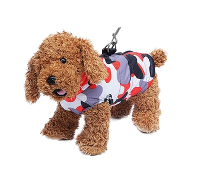 ペット服 ダウン風ベスト 犬 猫 小型犬 袖なし 迷彩×レッド2 バリエーション画像