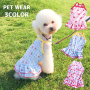 ドッグウェア キャミソール ワンピース ワンピ 犬服 犬用 ペット用品 小型犬 中型犬 ペットウェア フリル リンゴ さくらんぼ かわいい レトロ 薄手 春 夏 秋 おしゃれ 散歩 おでかけ