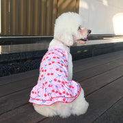 ドッグウェア キャミソール ワンピース ワンピ 犬服 犬用 ペット用品 小型犬 中型犬 ペットウェア フリル リンゴ さくらんぼ かわいい レトロ 薄手 春 夏 秋 おしゃれ 散歩 おでかけ