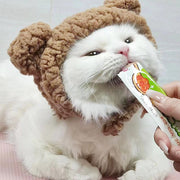ペット用コスプレ帽子 耳付き 犬 猫 イヌ ネコ ペット用品 コスチューム 面ファスナー 仮装 衣装 変身 被り物 かぶりもの ふわふわ もこもこ あったか 撮影 動物 クマ 可愛い