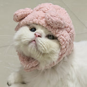ペット用コスプレ帽子 耳付き 犬 猫 イヌ ネコ ペット用品 コスチューム 面ファスナー 仮装 衣装 変身 被り物 かぶりもの ふわふわ もこもこ あったか 撮影 動物 クマ 可愛い