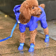 犬用レインブーツ 4個セット 犬用レインシューズ ドッグシューズ 小型犬 中型犬 ペットシューズ 犬靴 マジック テープ 面ファスナー ロゴ 無地 ブラック ピンク ブルー シンプル かわいい キュート お出かけ お散歩 雨