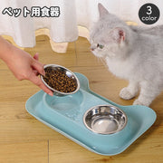 猫用食器 フードボウル ウォーターボウル 2in1 ダブル 2椀 犬用食器 ペット用食器 猫型 猫耳 ペット用品 餌皿 給水 エサ 食事 ネコ ねこ イヌ いぬ キャット ドッグ おしゃれ かわいい