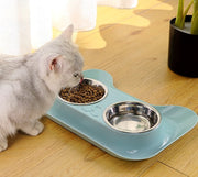 猫用食器 フードボウル ウォーターボウル 2in1 ダブル 2椀 犬用食器 ペット用食器 猫型 猫耳 ペット用品 餌皿 給水 エサ 食事 ネコ ねこ イヌ いぬ キャット ドッグ おしゃれ かわいい