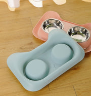 猫用食器 フードボウル ウォーターボウル 2in1 ダブル 2椀 犬用食器 ペット用食器 猫型 猫耳 ペット用品 餌皿 給水 エサ 食事 ネコ ねこ イヌ いぬ キャット ドッグ おしゃれ かわいい