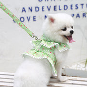 リード ハーネス 2点セット ベストハーネス ペットグッズ ペット用品 犬用 猫用 リーシュ 散歩紐 お散歩グッズ お出かけ 牽引紐 花柄 フラワープリント レース おしゃれ かわいい いぬ 小型犬